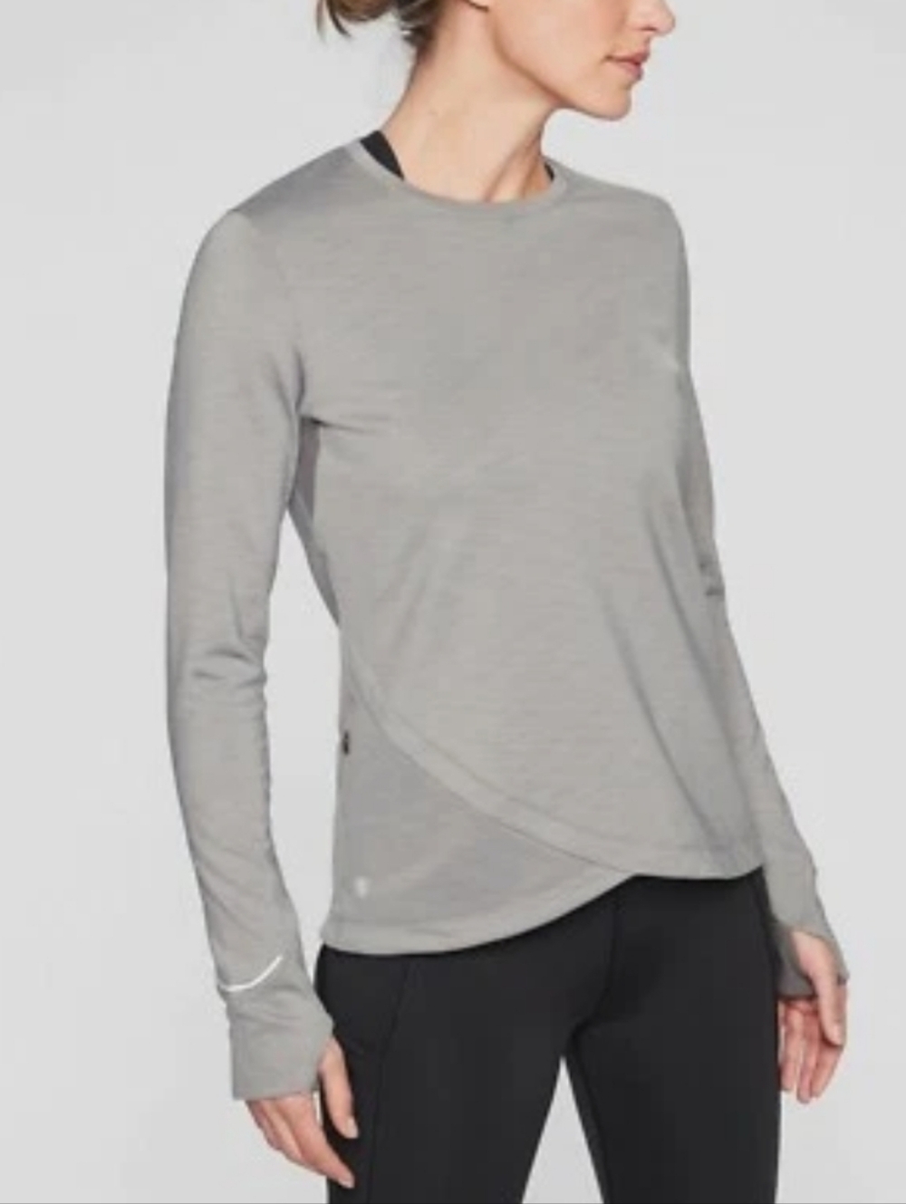 Athleta Bootcamp Crew Neck Sweater Top Gray Size Small